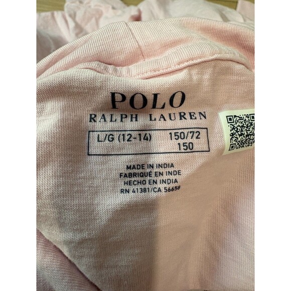 Polo Ralph Lauren Logo Cotton Jersey Hooded Pink Long Sleeve Dress L (12-14) - Picture 8 of 12